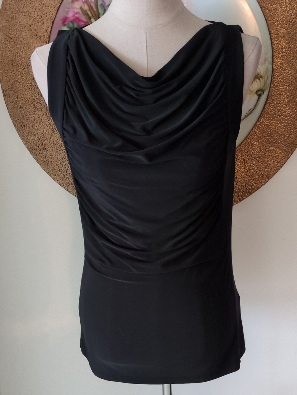 The Limited Sleeveless Black Drape Neck Top